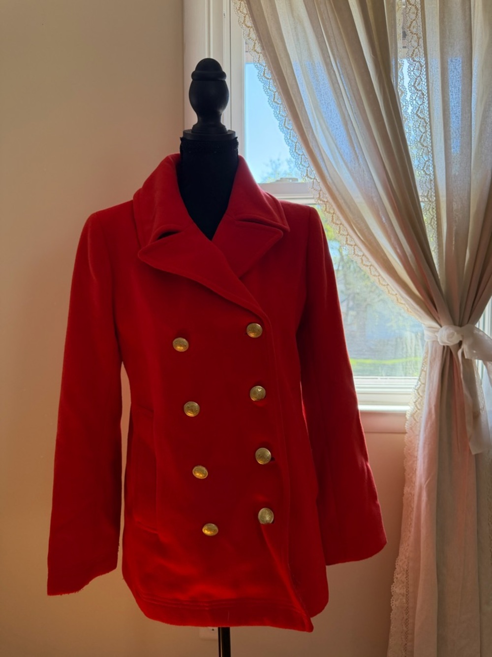 J crew Classic orangeish red Double-Breasted Women's Peacoat